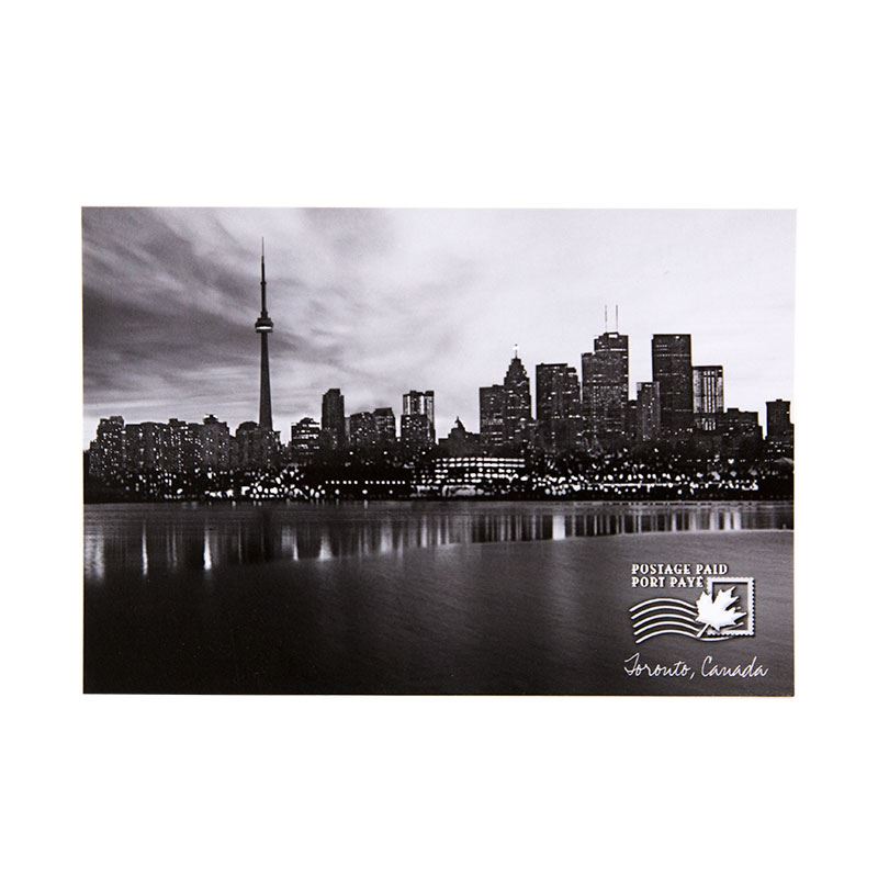 Postage Paid Postcard - Black and White Toronto Skyline Horizontal